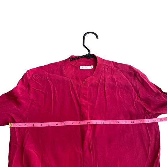Equipment Femme Marche‎ Collarless Long Sleeved Silk Magenta Blouse Size S Long - Picture 8 of 10